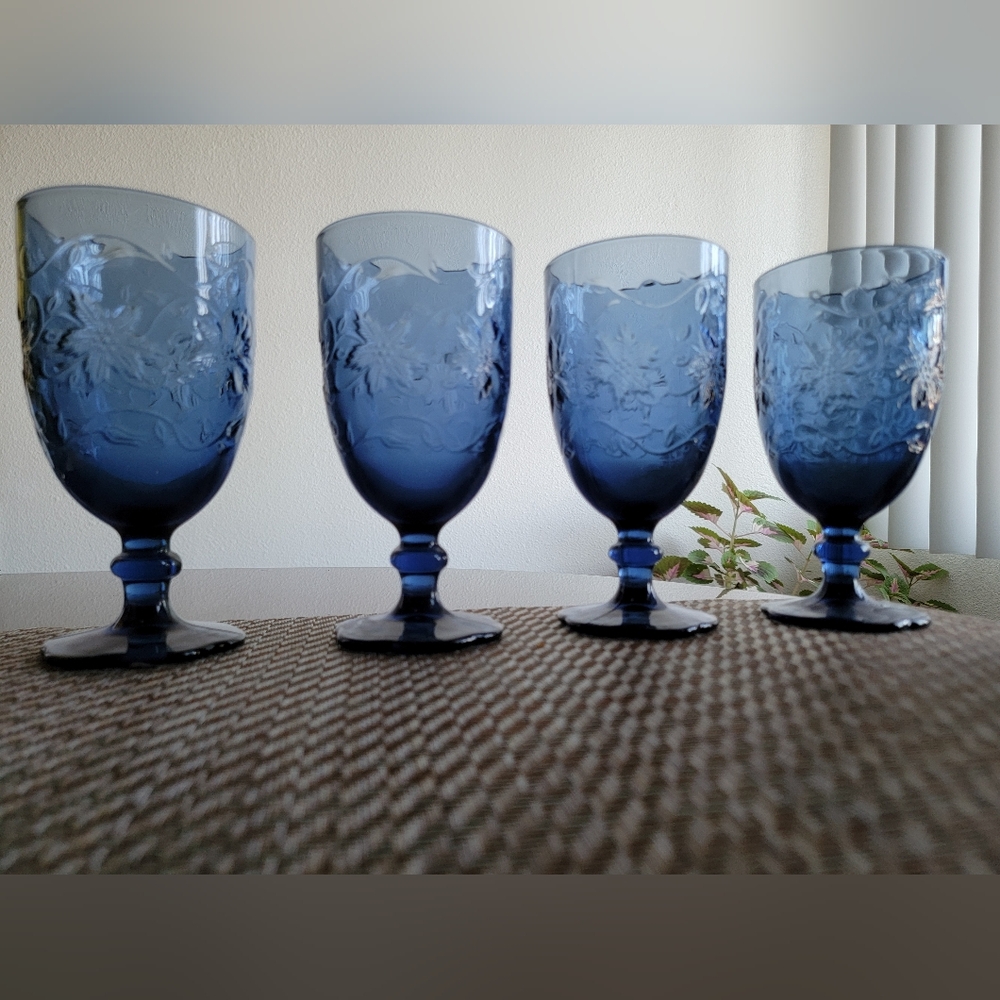 Princess House  Fantasia Sapphire Iced Tea Glasses Set Of 4